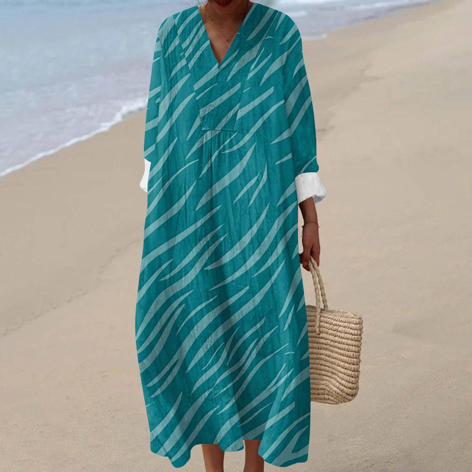 

Женское повседневное модное платье макси с V-образным вырезом и длинными рукавами с цветочным принтом M