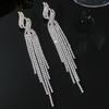 Pendientes de Borla de Diamantes Completos Brillantes de Lujo DINGKA para Mujer - Joyería de Tachuelas de Personalidad Exagerada