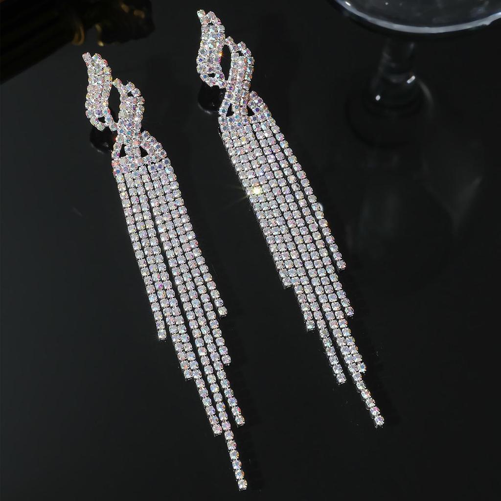 Pendientes de Borla de Diamantes Completos Brillantes de Lujo DINGKA para Mujer - Joyería de Tachuelas de Personalidad Exagerada