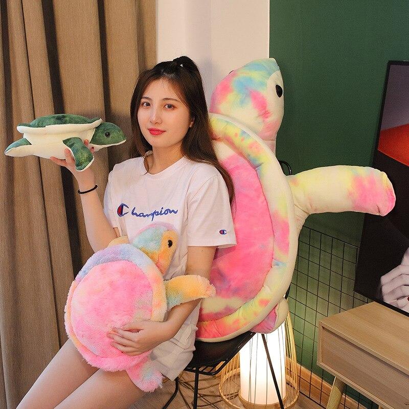 80 cm Riesige Größe Bunte Plüsch Schildkröte Spielzeug Niedliche Schildkröte Plüsch Kissen Kissen Gefüllte Weiche Kissen Für Mädchen Baby Vanlentine Geschenk