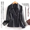 Haining Leather Jacket Women Short Slim Fit Sheepskin Trench Coat Office Wear Petite Size 2025