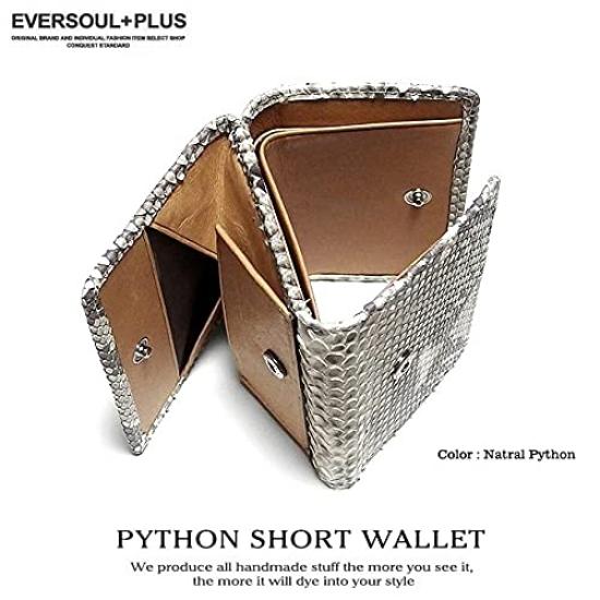 EVERSOUL Compact Wallet, Tri-fold Leather, Python Leather, Genuine Snakeskin Leather, Minimalist Wallet with Coin Purse, Unisex
