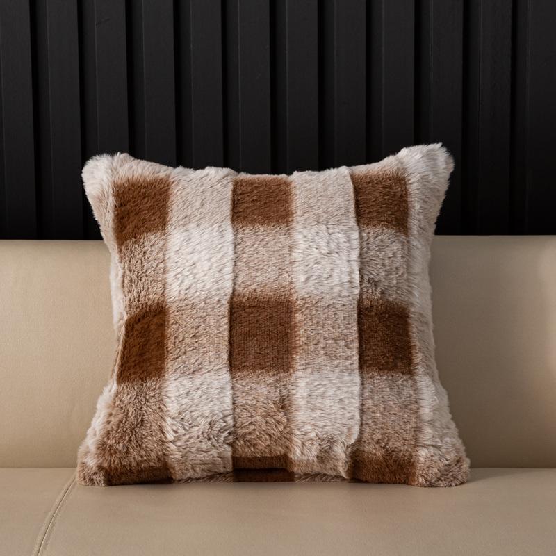 45x45cm Autumn and Winter Plain Pillowcase Cojines Rabbit Plush Double-Sided Velvet Headboard Pillow Cushion Cover Decor Home
