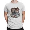 Men's Vintage Motorcycle Printed Short Sleeved T-shirt with US Route 66 Pattern T Shirt Cotton Round Neck Tee Casual Women Shirt