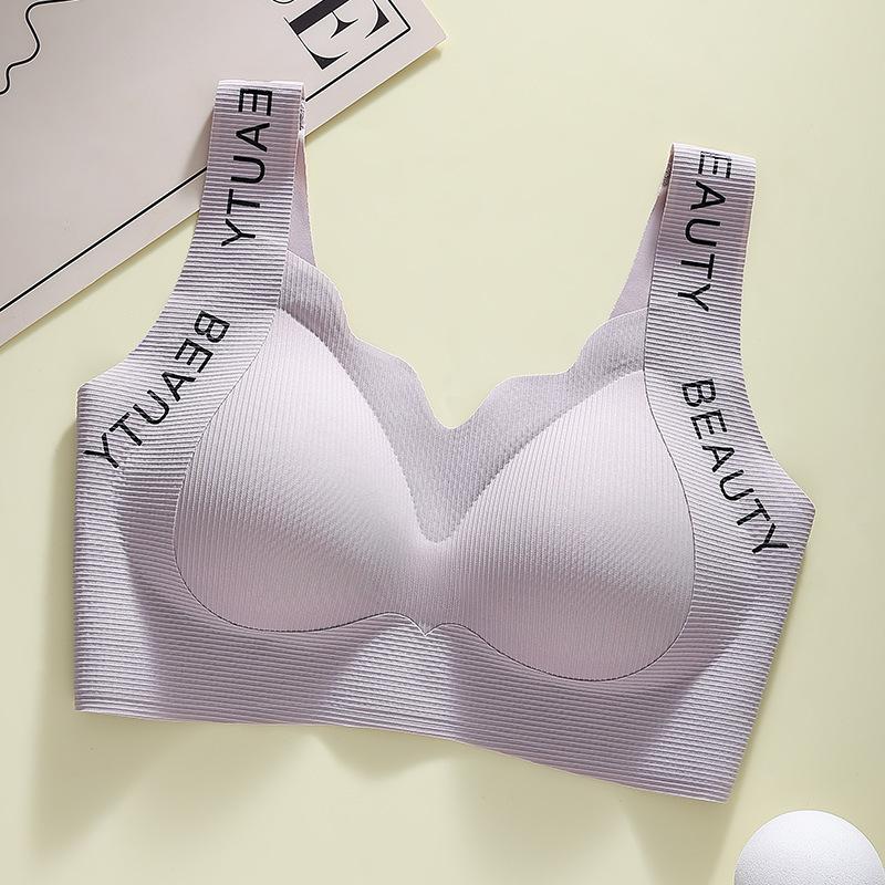 

Tank Top Sports Bra Integrated Women s Comfortable Seamless Plus Size Bra Without Steel Ring Push Up Bra 4XL фіолетовий