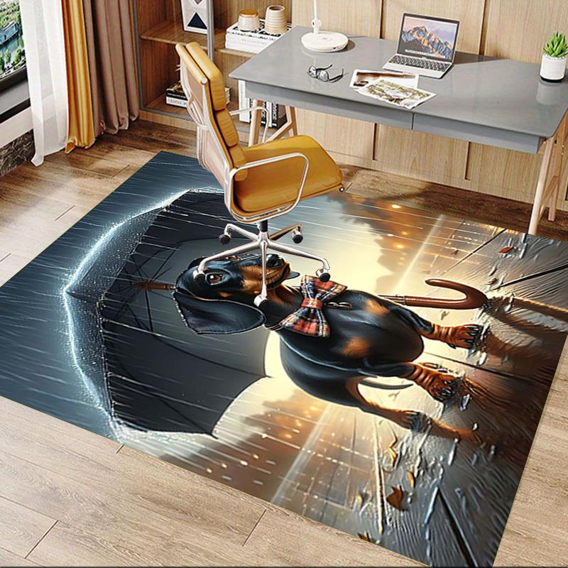 1PC Dachshund in the rain Anti-slip carpet, suitable for Office, bedroomand playrooms. It can also be used as a sofa footrest cover-R17
