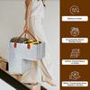 A20F-2Pcs Stair Basket With Leather Handles For 16Inch Carpeted Stairs Organizer Felt Collapsible Basket