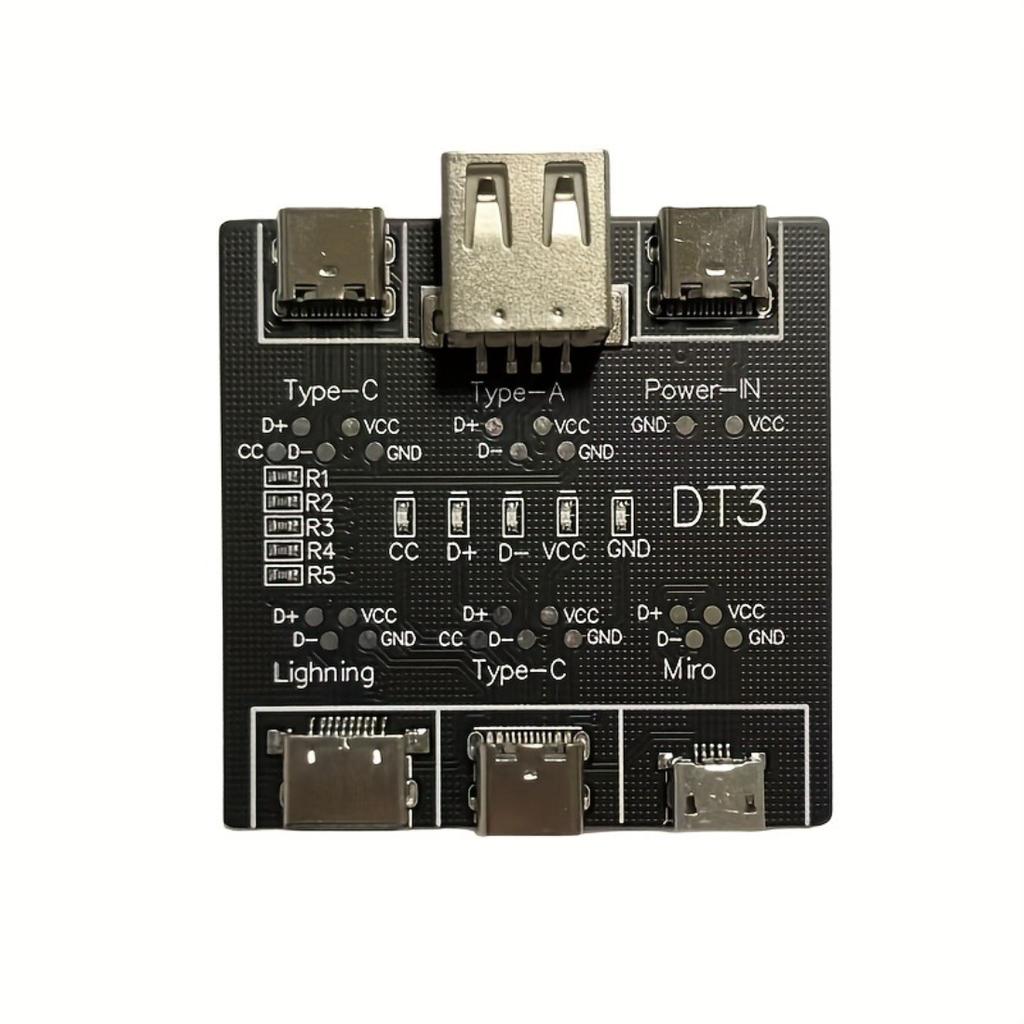 DT3 Compact USB Cable Test Board, Fast Tester For IOS Android Type-C Cable, Portable PCB Module With Protection, Switch And Indicator Light
