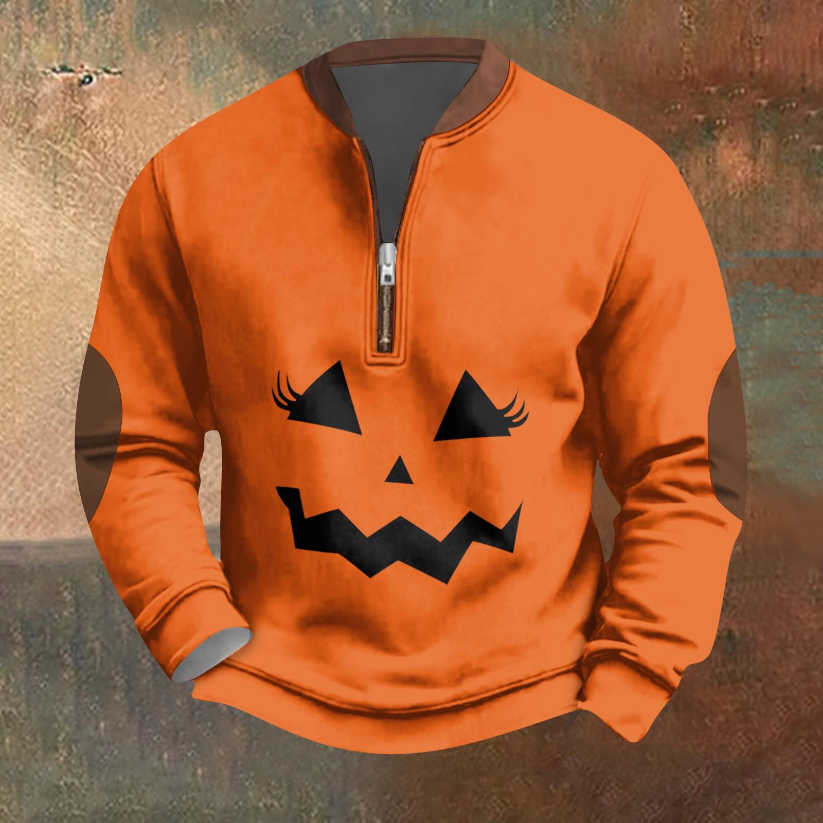 

Хэллоуин Принт - Мужская Свободная, Повседневная, Универсальная Толстовка-пуловер с круглым вырезом, многоцветная M жёлтый