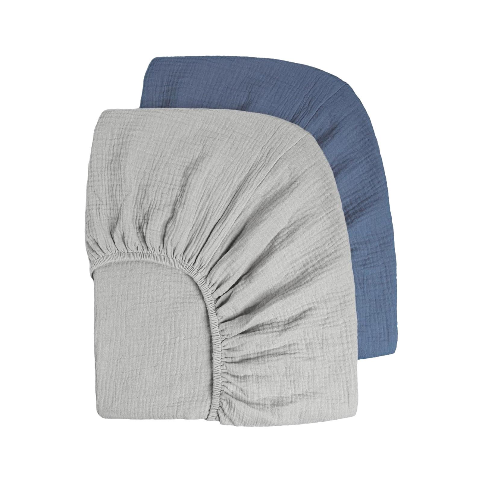 

2 шт. хлопковая простыня для детской кроватки большого размера, 2-слойная простыня на резинке для новорожденных, мягкая и дышащая ткань, покрывало для кровати C2