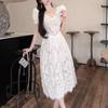ZANZEA Women Summer V-Neck Casual Short Sleeve Patchwork Lace Dress