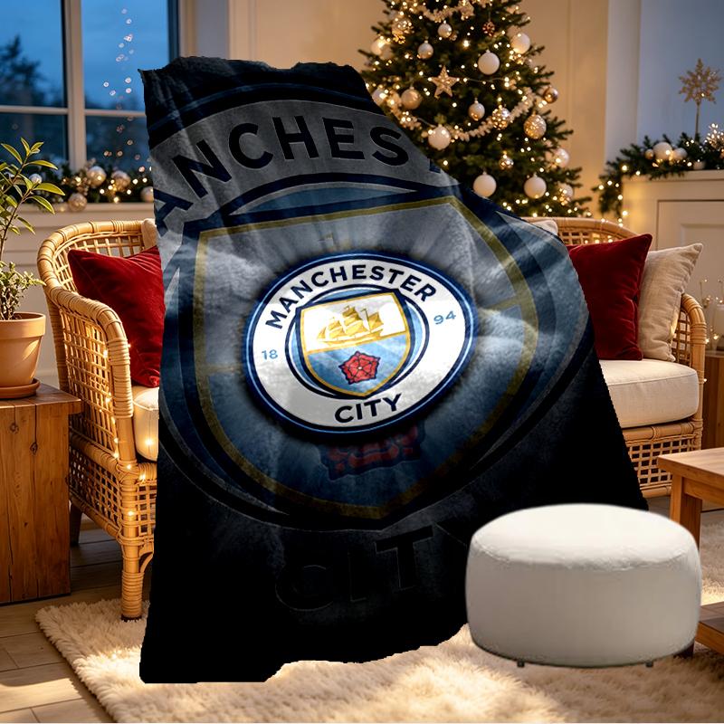 Manchester City FC Print Blanket - Soft & Comfortable, for Bedroom, Travel, Sofa, Home Decoration - Birthday Christmas Gift for Friend