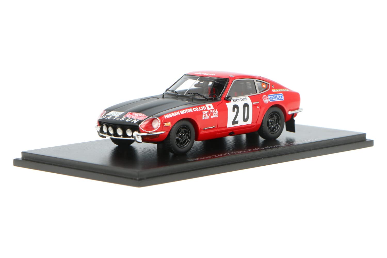 

Spark scale Datsun 240Z 1972 Monte Carlo Rally 29th place 1/43 #20 T.Faure/M.Wood