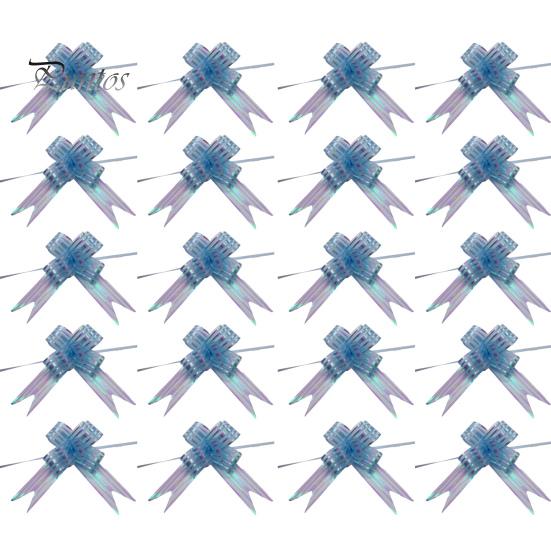 

20 шт., разноцветная, устойчивая к разрыву, блестящая лента с бантом, снежная пряжа, в форме цветка, Рождество, День святого Валентина, свадебный подарок, упаковка с бантом, лента небесно-голубой