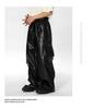 Men's Autumn West Coast Hip-Hop Punk Multi-Pocket Leather Pants