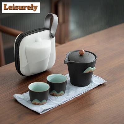 Coarse Pottery Remote Mountain Tea Set Kit Boutique 1 Pot 2 Cups Tea Maker Portable Travel Camping Handbag Teaset Decoration