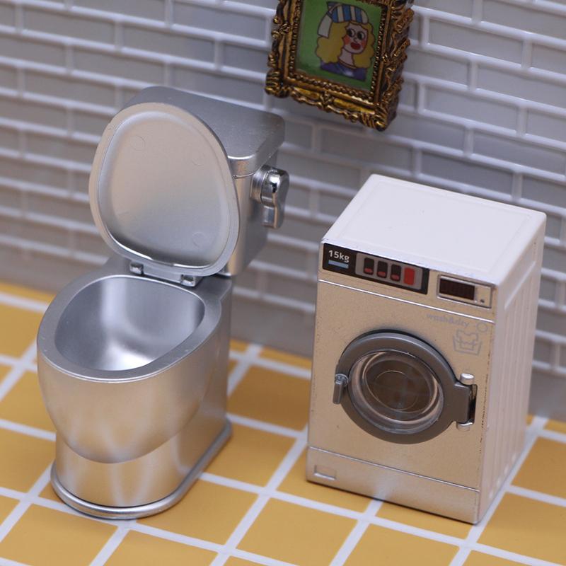 1Set 1:12 Dollhouse Miniature Simulation Toilet W/Poo Flushing Sound Bathroom Model Decor Toy Doll House Accessories