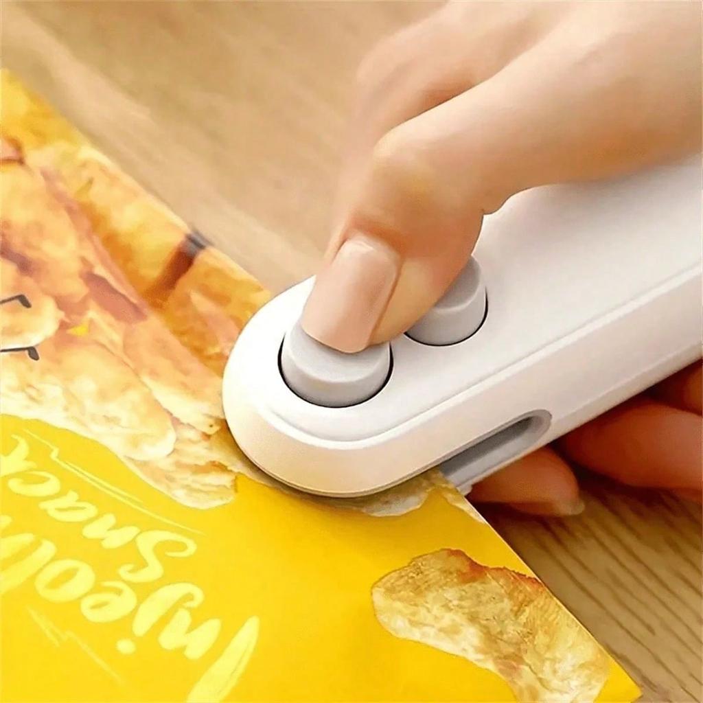 Mini SnacksBag Sealer, Rechargeable 2 In 1 Bag Heat Sealer With Cutter For Chip, Plastic Bag Re-Sealer Keep Food Fresh