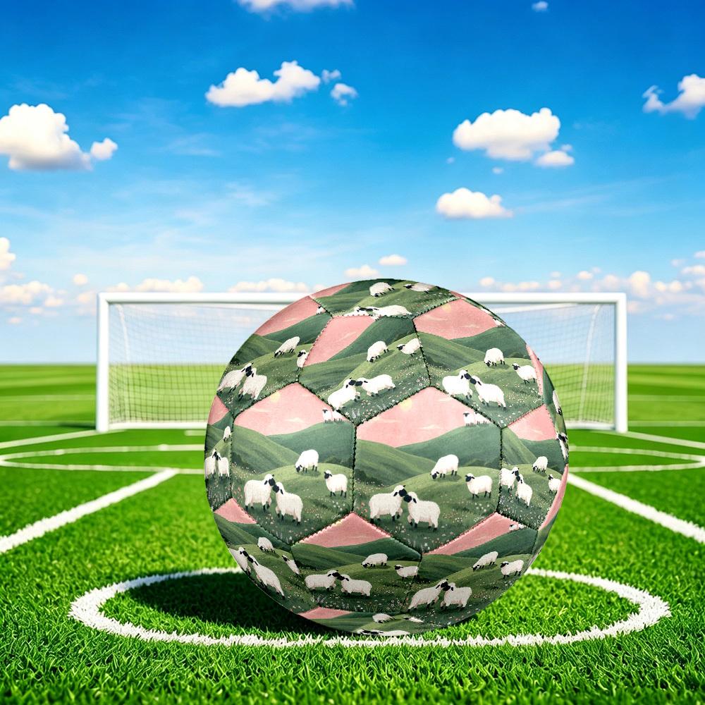 1pc Sheep Pastoral Scene Theme Soccer Ball Football, Size 5, Lightweight PVC, Outdoor Training Soccer Ball,Sports Gift t6146