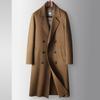 100% Wool Men's Coat Autumn and Winter Knee Long Double-breasted Goose Down Liner Casual Warm Double-sided Woolen Coat
