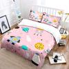 Space-themed doodles on pink background Duvet Cover Set Digital Print Polyester Bedding with Zipper Closur for kids gifts