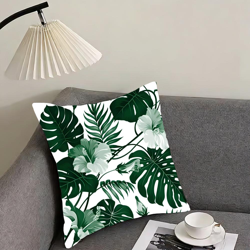 Palm Leaves Fashion Cushion Cover Pillowcase Ultra Soft Skin Friendly Fabric Cloud Like Comfort  Concealed Zipper