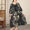 Short Sleeve Plus Size Cotton Linen Vintage Floral New In Dresses for Women Casual Loose Midi Summer Dress