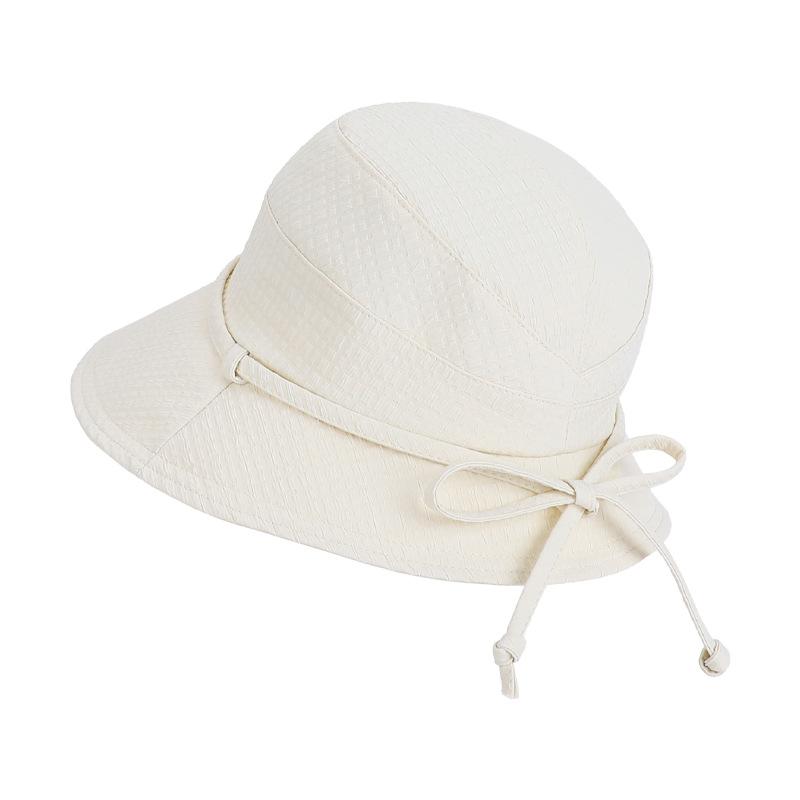 Summer Outdoor Travel Sun Protection Hat Women's Bow Fisherman Hat Big Brim Basin Hat