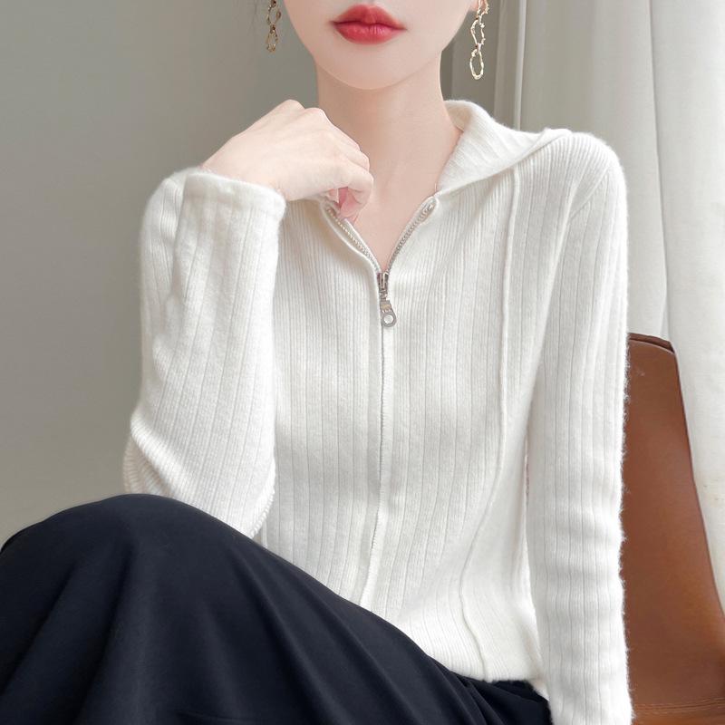 Women's Pure Wool Knit Hoodie - Thick, Loose, Versatile, and Fashionable for Autumn/Winter