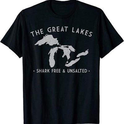 New Limited Great Lakes Shark Free And Unsalted Funny Vintage T Shirt