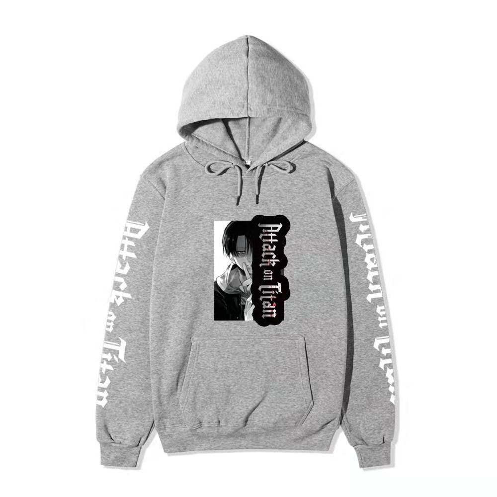 Attack on Titan Levi Ackerman Manga Hoodie Unisex Fleece Sweatshirt Gothic Vertical Logo Front Print No Sleeve Autumn Winter Pullover