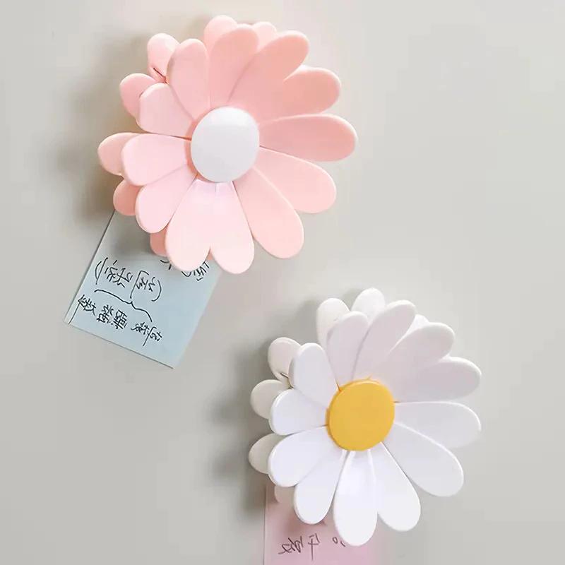 Pink Magnetic Daisy Detachable Sealing Clip Kitchen Refrigerator Sticker Office File Classification Clip Snack Bag Sealing Clip