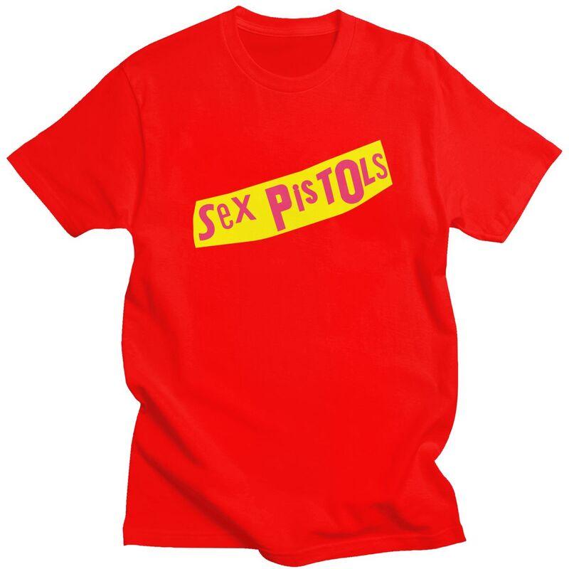 Custom Heavy Metal Sex Pistols T Shirt for Men Pure Cotton Tshirt Casual Tee Short Sleeves Rock Band Tshirts Loose Fit Clothing