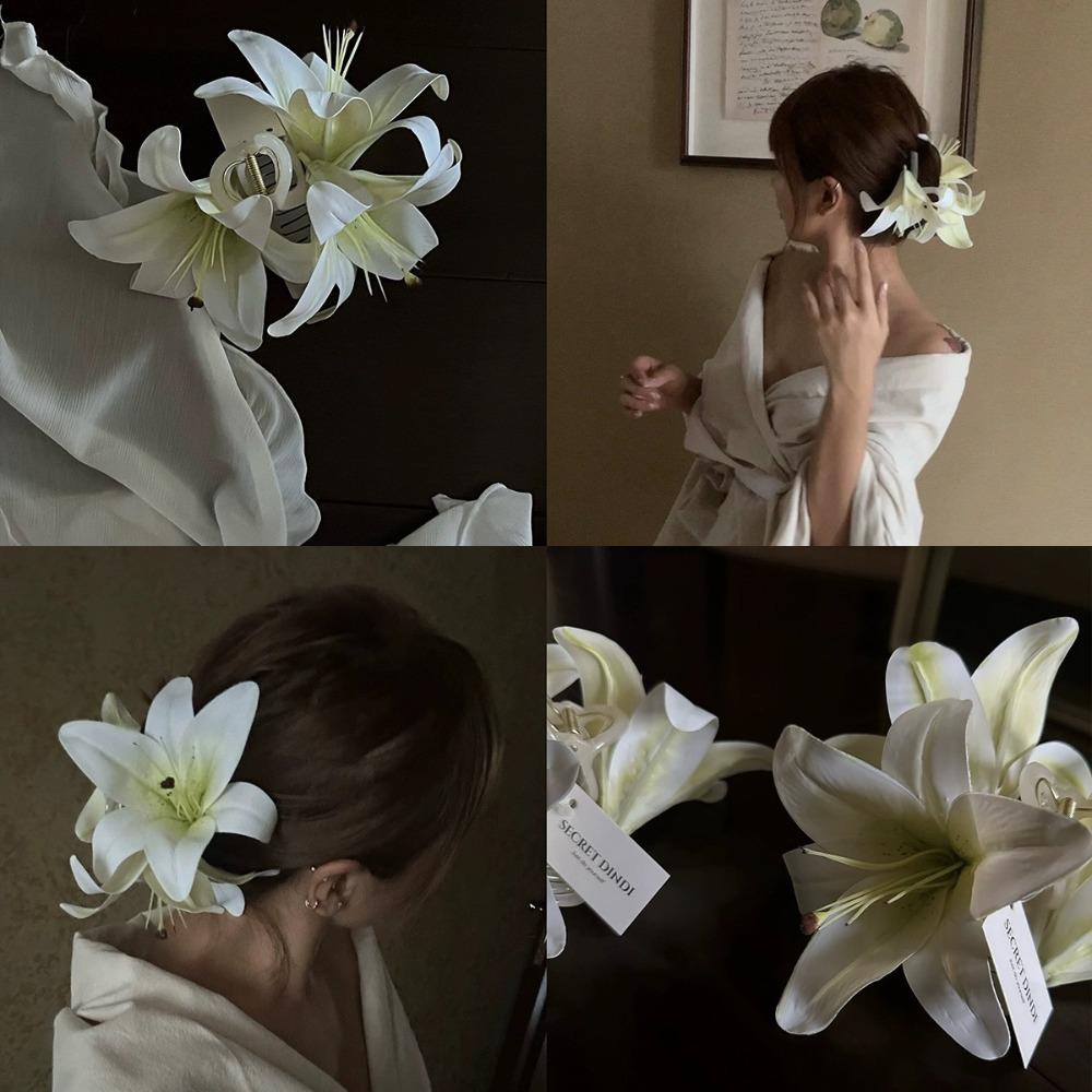 

Bohemian Liliaceous Flower Hairpin Cloth Seaside Vacation Headwear Holiday рожевий