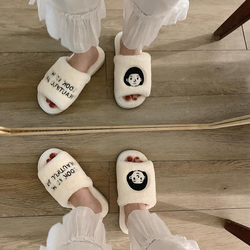 

Хлопковые тапочки для осени и зимы, студенческие хлопковые тапочки для домашнего тепла, плюшевые хлопковые туфли для женщин 40-41 белый