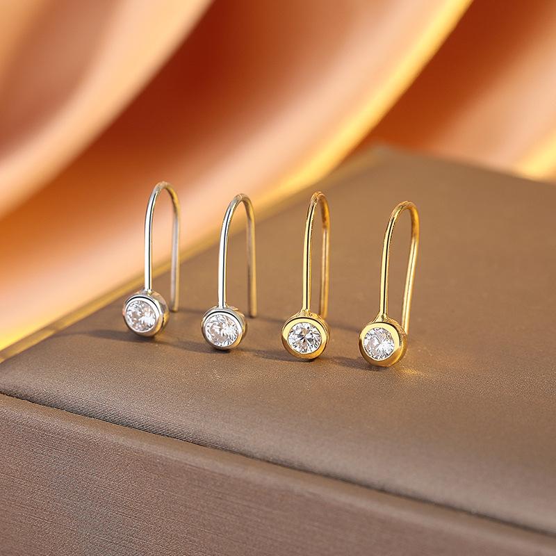 High-End U-Shaped Zircon Stud Earrings, Women'S Personalized Ear Hooks, Simple And Cold Wind Ear Jewelry