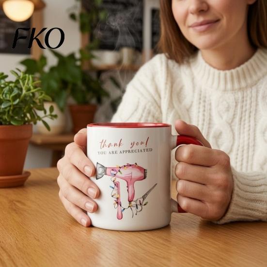 Smooth Surface Ceramic Mug Hairdresser Coffee Cup, Large Capacity Mug, Oversized Tea with Comfortable Handle Microwave Safe Cup Office Size