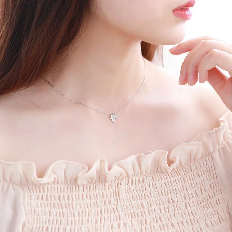 Halskette Ahornblatt aus Sterlingsilber - Schlichte Schlüsselbeinkette Geschenk für Frauen, Perfekt für den Geburtstag oder Weihnachten der Freundin.