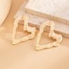 Salircon Exquisite Gold Color Heart Stud Earrings Women 2026 Trendy Irregular Wrinkled Geometric Hollowout Metal Earring Jewelry