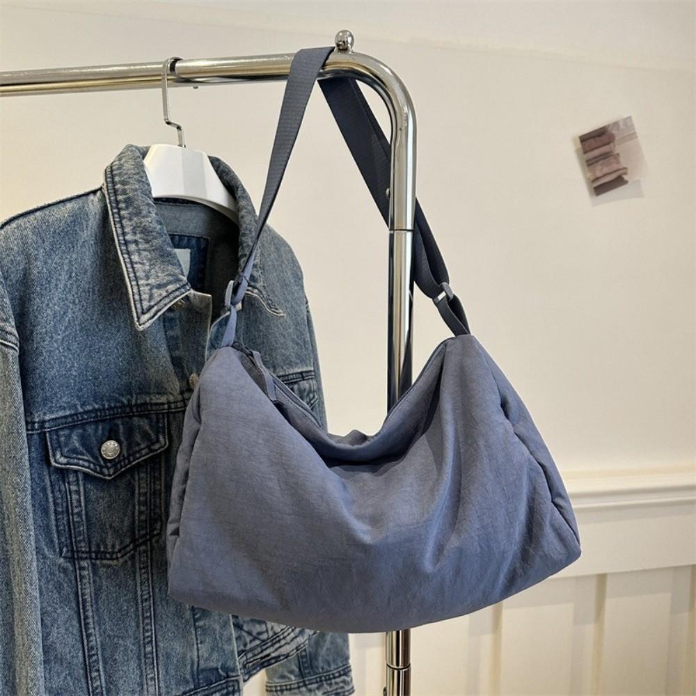 Solid Color Simple Crossbody Bag Large Capacity Canvas Pillow Bag Versatile Shoulder Bag  Student