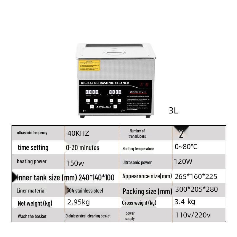 Acme High-Power Ultrasonic Parts Cleaner for Laboratory and Auto Hardware