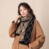 Red plaid scarf women's autumn and winter high-end sense versatile Christmas birthday gift new wool knitted scarf