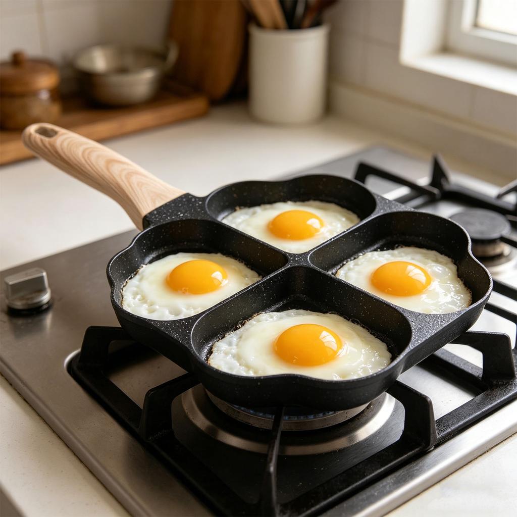 4-Tassen-Herzform-Eierpfanne Antihaft-Maifan-Steinbeschichtung Frühstückspfanne für Omeletts Speck Pfannkuchen