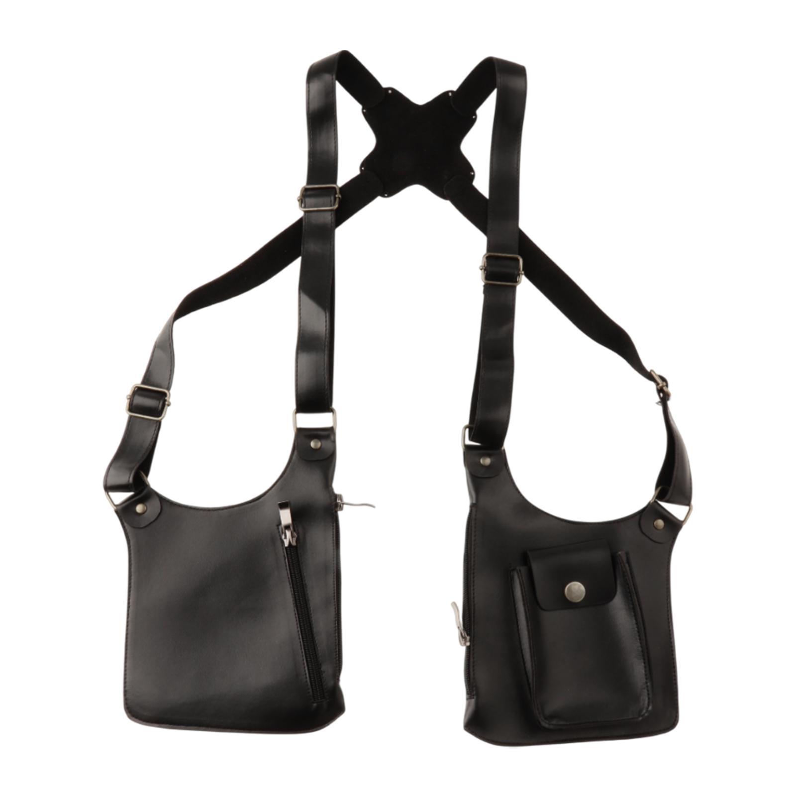 

Double Shoulder Armpit Bag Retro Design with Harness Phone Holster Bag for Medieval Party Outdoor Activities Hiking Women чёрный