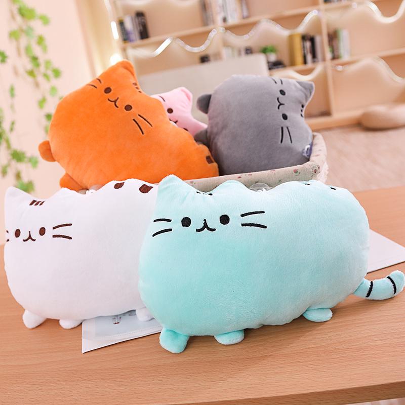 Kawaii Cat Plush Pillow Kitten Cushion Soft Colorful Stuffed Toys Gray Pink White Plush Doll Houseware Gifts for Girlfriend