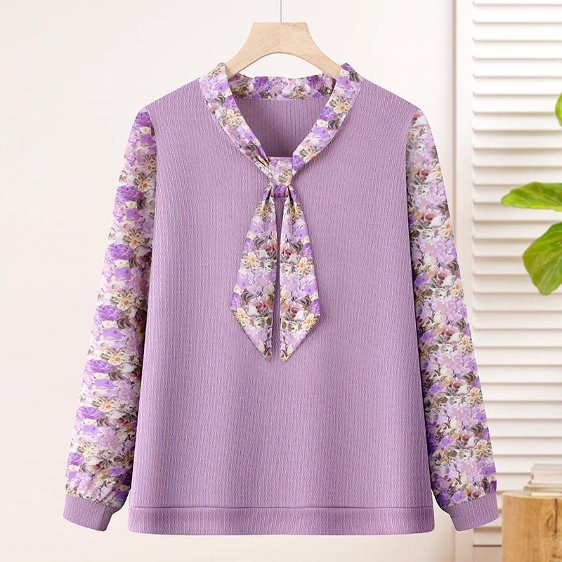 

Stylish Spring Long-Sleeve Top for Middle-Aged Women XL [45-52.5 kg] фіолетовий