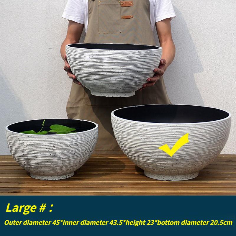 

Plastic Imitation Stone Extra Large Bowl Lotus Pot Non-porous Water Lily Lotus Pot Copper Coin Grass Money Grass Flower Pot style6