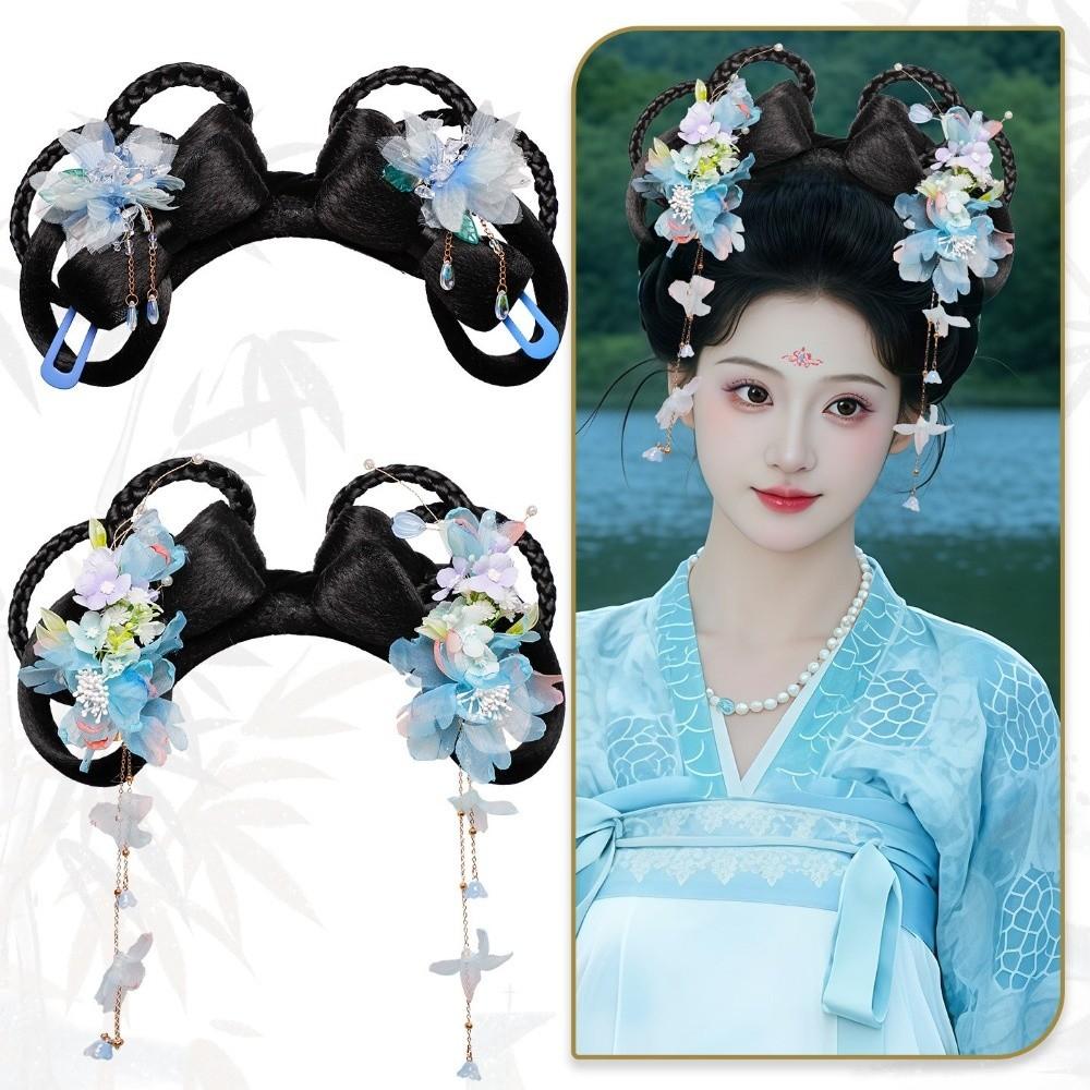 Ancient Style Synthetic Hanfu Headwear Integrated Chinese Bow Hair Bun Princess Cosplay