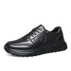 Men's Genuine Leather Thick-Soled Casual Sports Shoes - Breathable, Versatile, Trendy Round Toe Lace-up Design