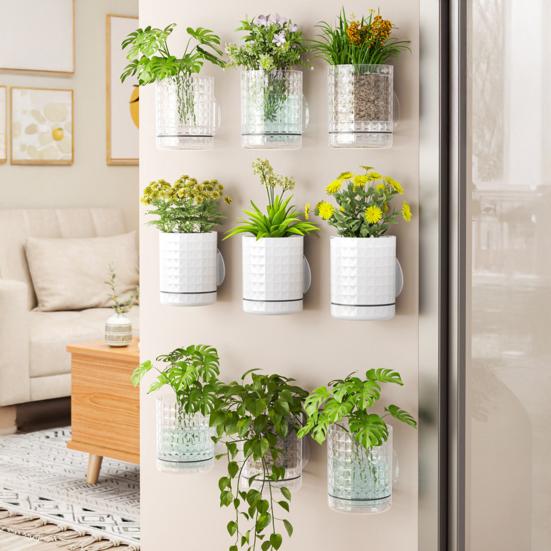 Self Watering Wall Planter Wall Mounted Flower Pot with Reservoir Drainage Holes Decorative Plant Pot for Indoor Room Outdoor Use